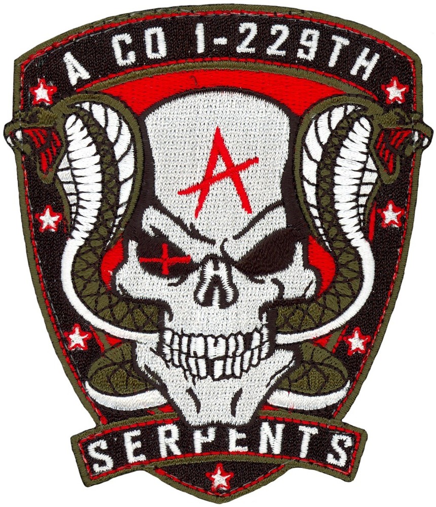 US ARMY A Co. 1 Battalion, 229 Attack Reconnaissance Battalion Serpents Patch