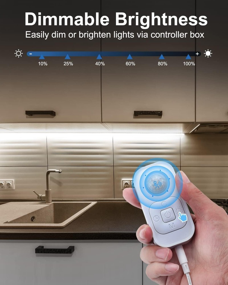 Motion Sensor Led Light Strip - Under Cabinet Lighting with Power Adapter, 6 ...