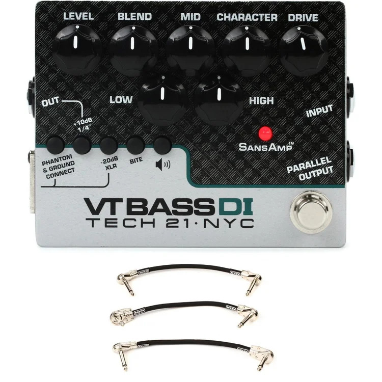 Tech 21 SansAmp VT Bass DI Pedal with EBS Patch Cables