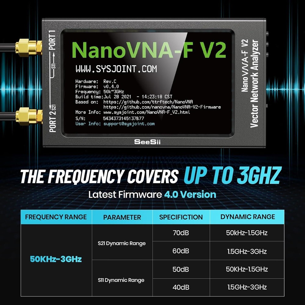 4.3 inch Vector Network Analyzer 50kHz-3000MHz HF VHF UHF VNA Antenna Analyzer