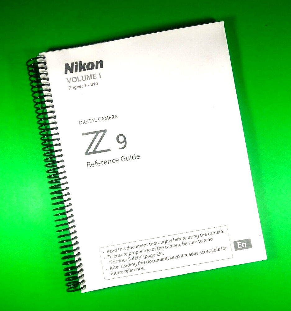 Reference Guide for Nikon Z 9 Camera 914 Pages 3 Volumes With Clear Covers