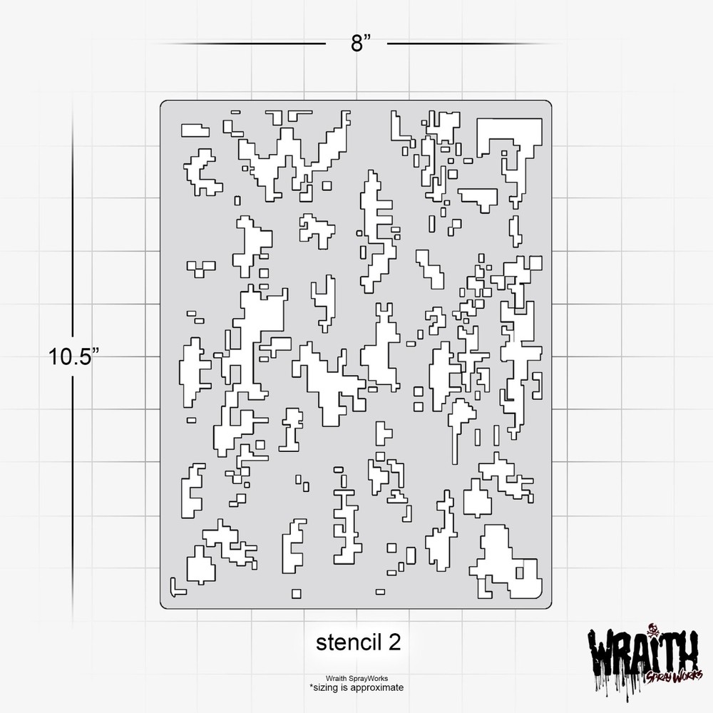 Digital Camo Set #1 - Reusable Airbrush Stencil Template