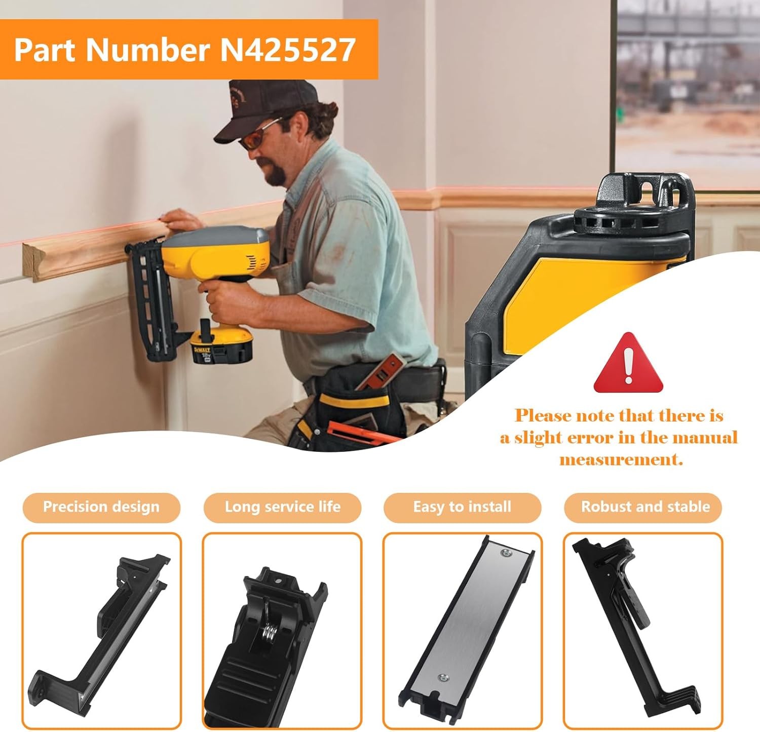 FOR DEWALT LASER LEVEL 1 PACK OF REPLACEMENT WALL MOUNTS - N425527 W