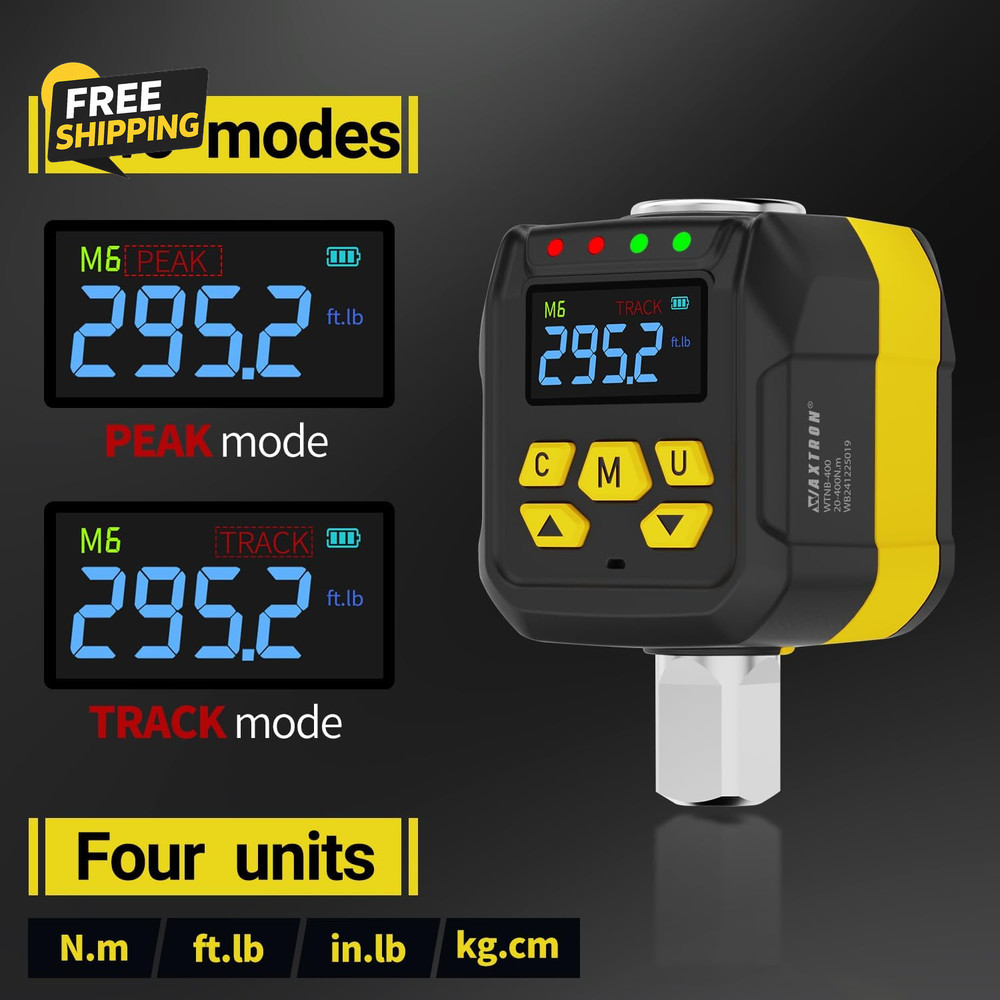 1/2" Digital Torque Adapter 15-295 Ft-Lb, ±2% Accuracy Electronic Torque Wrench