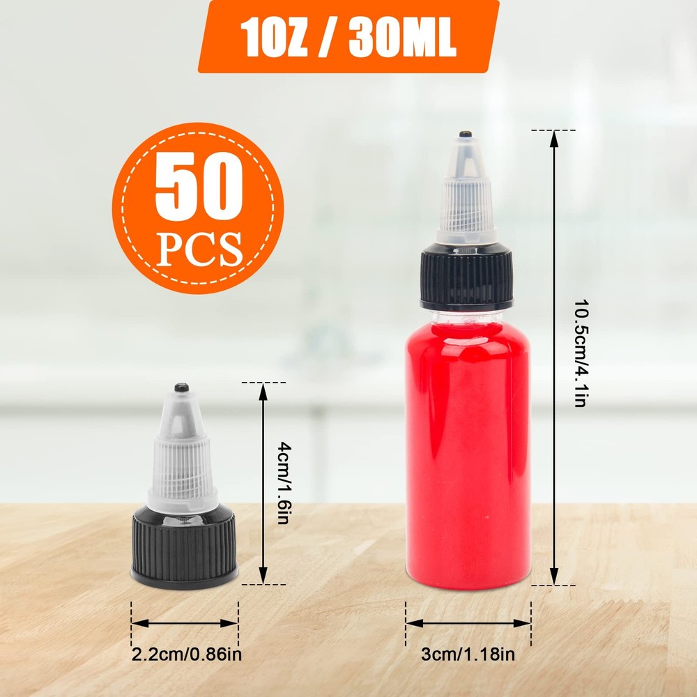 50PCS Plastic Dropper Bottle, 1oz Dispensing Bottles Applicator, 30ML Empty S...