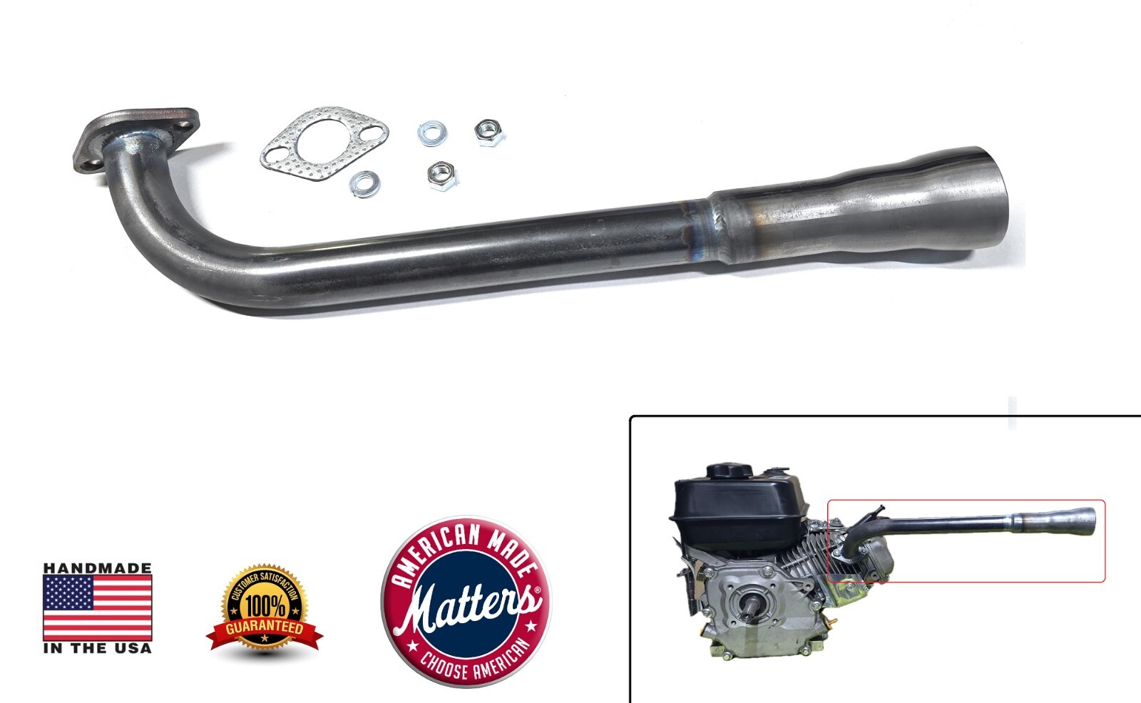 15"  3 Stage Exhaust for Predator 212 & 224. GX160, GX200, Go Kart & mini bikes!