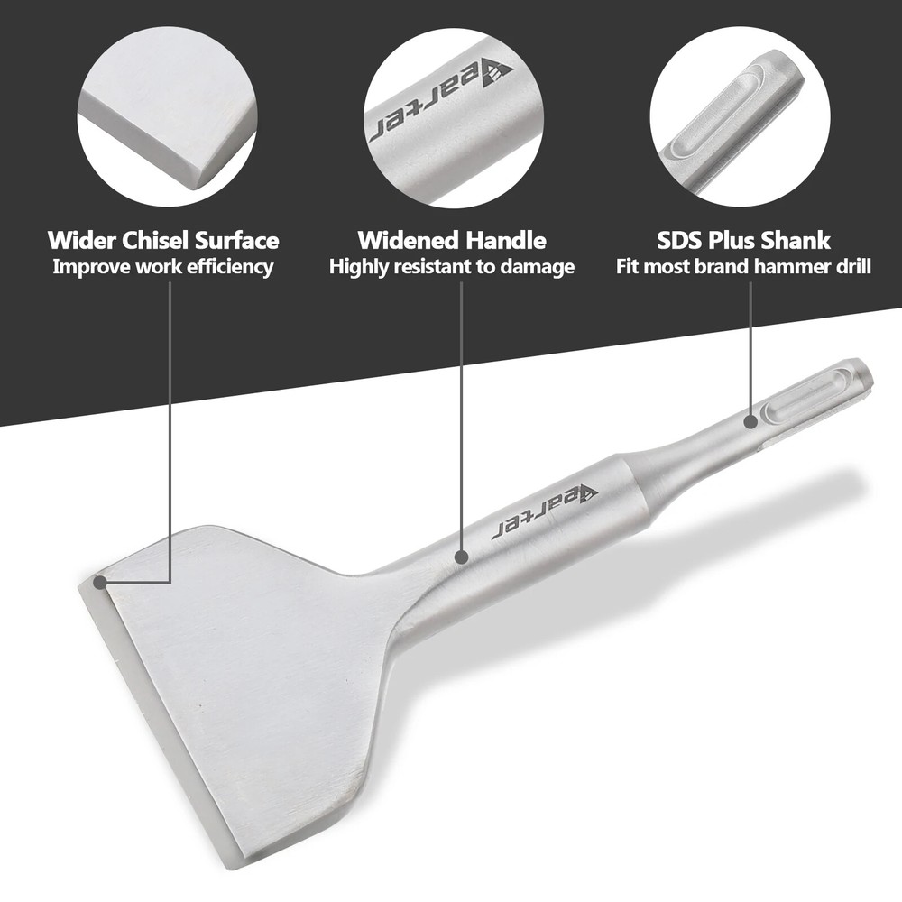 Vearter SDS PLUS Floor Scraper 3''X6.3'' Curved Chisel Bit for Hammer Drill
