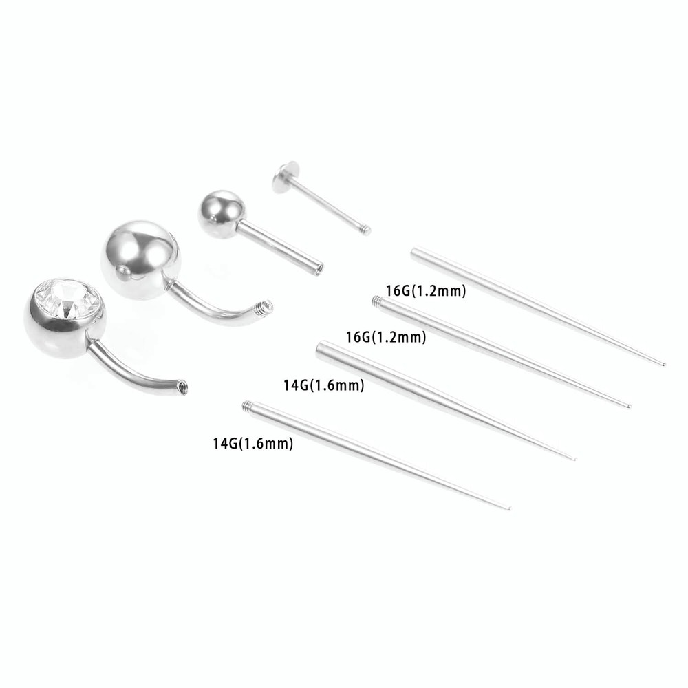 2pc Surgical Steel Internal & External Thread Needle Universal Piercing Tool Kit
