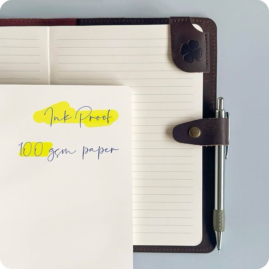 Refillable Genuine Leather Journal for Women & Men 5x8 Notebook for Work, Sketch