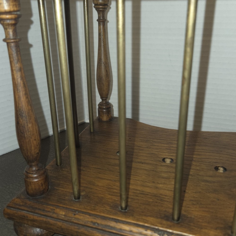Rare CHAPMAN Manufacturing Brass & Solid Mahogany Adjustable "Gated" Book Slide