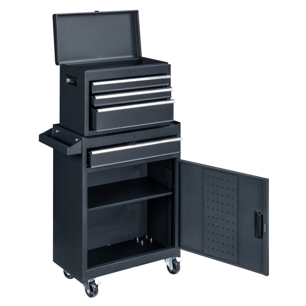 4-Drawer Rolling Tool Cabinet with Bottom Storage & Handle for Garage Workshop