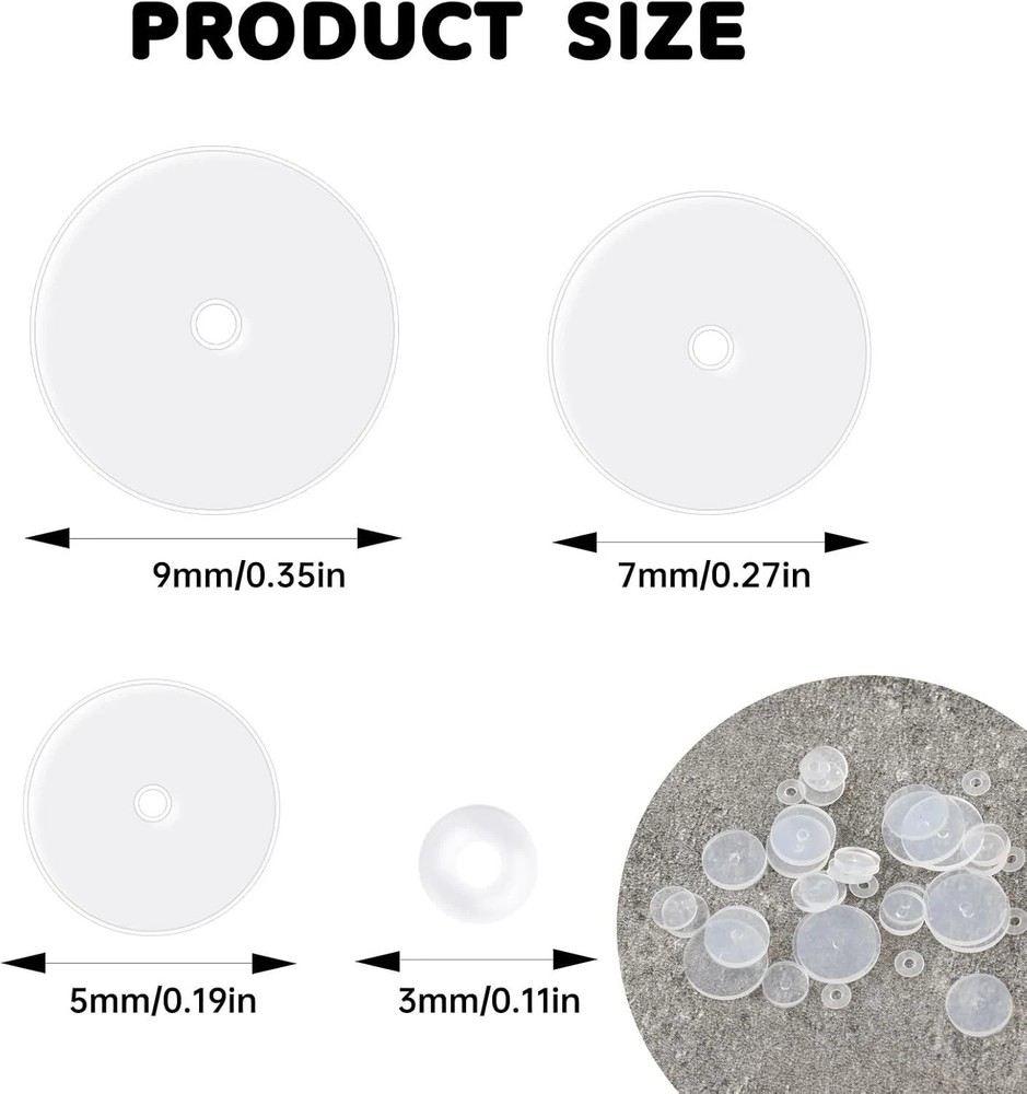 Giantree 100 Pcs Clear Piercing Disc for Bump, 3/5/7/9 mm Clear...