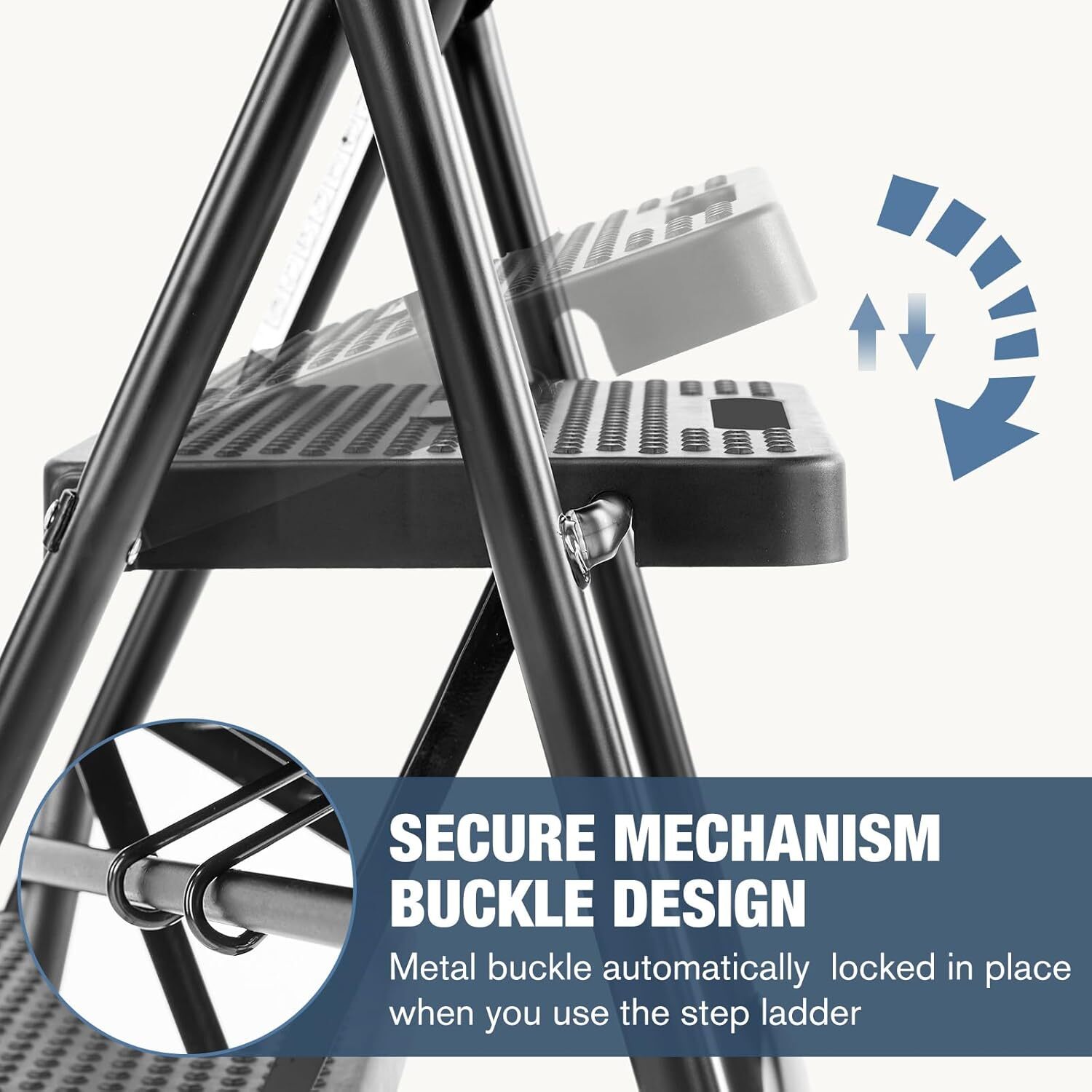 Step Ladder 2 Step Folding Step Stool for Adult Outdoor 800lbs Heavy Duty Sturdy