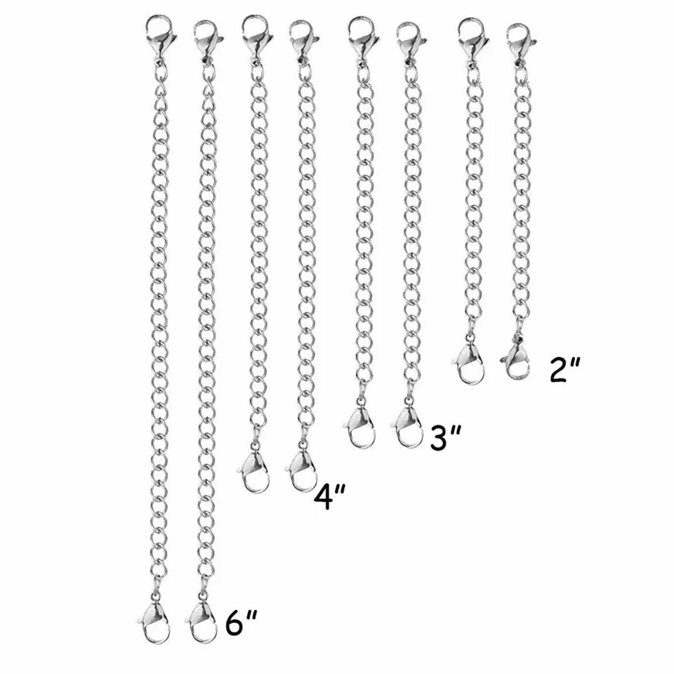 2-Pack Extender /Safety Chain Extender Necklace Bracelet Lobster lock 1" To 6"