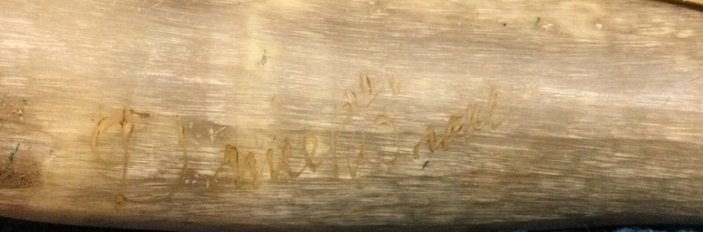 Antique Hand Carved Scrimshaw Muzzle Loading Powder Horn