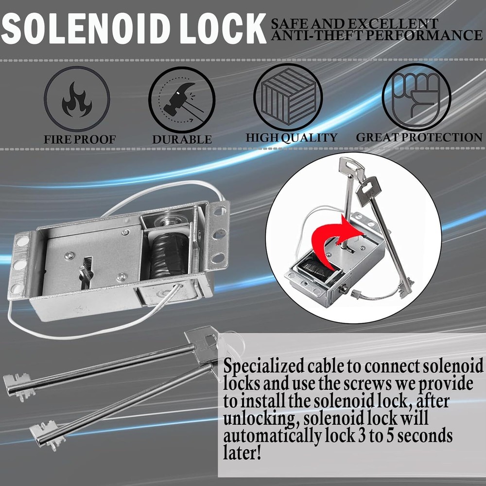 Gun Safe Lock Replacement Electronic Safe Lock with Solenoid Lock & 2 Keys