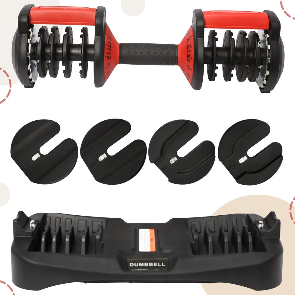 Single Adjustable Dumbbells, 5.5-52.5lbs Dumbbell Set with Quick-Select Weig