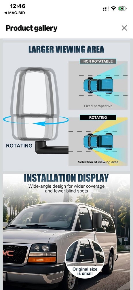 Luctend Tow Mirrors 2012-2019 Chevy Express
