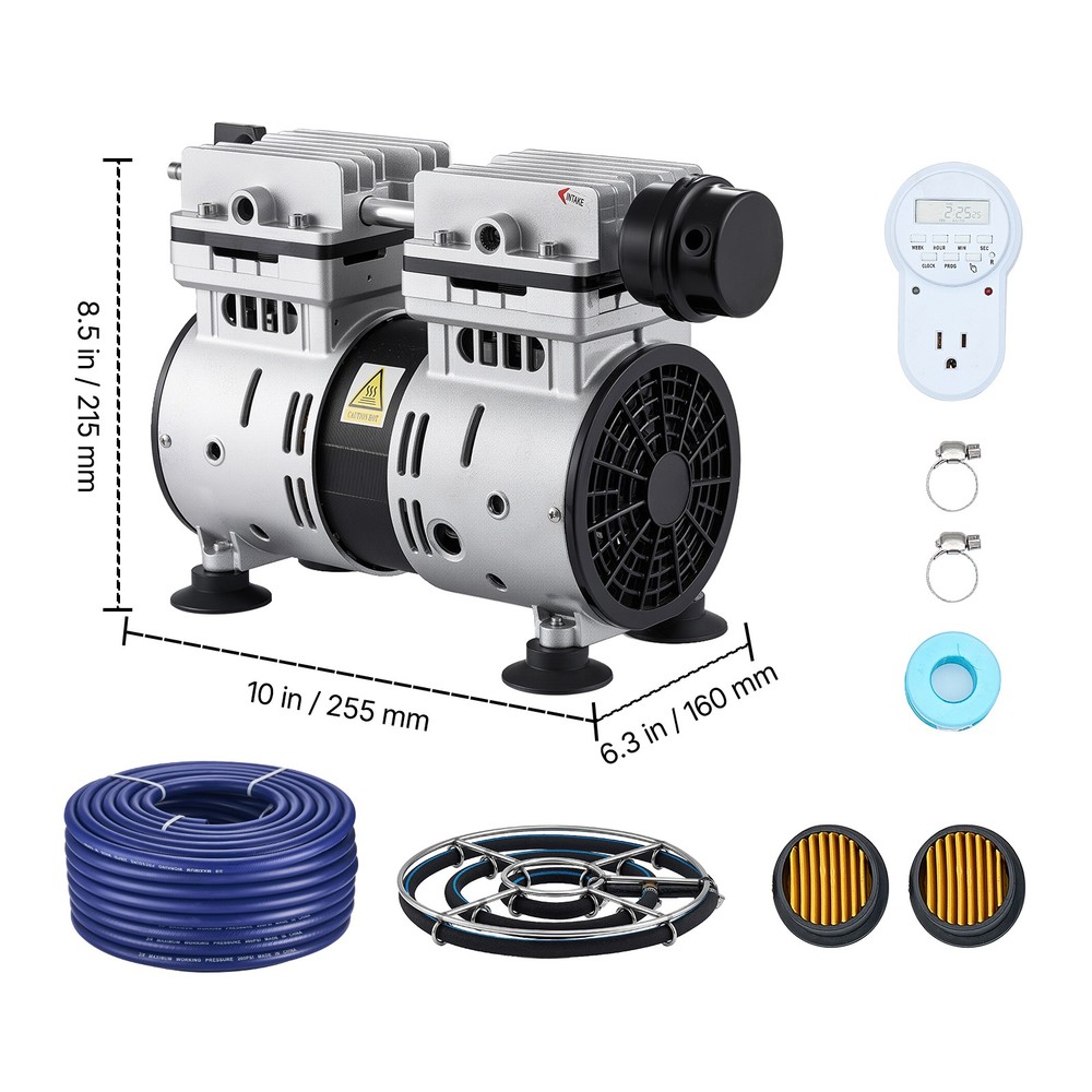 Uimoso 5.2CFM Pond Aeration System with 3/4 HP Compressor and Diffuser 3 Acres