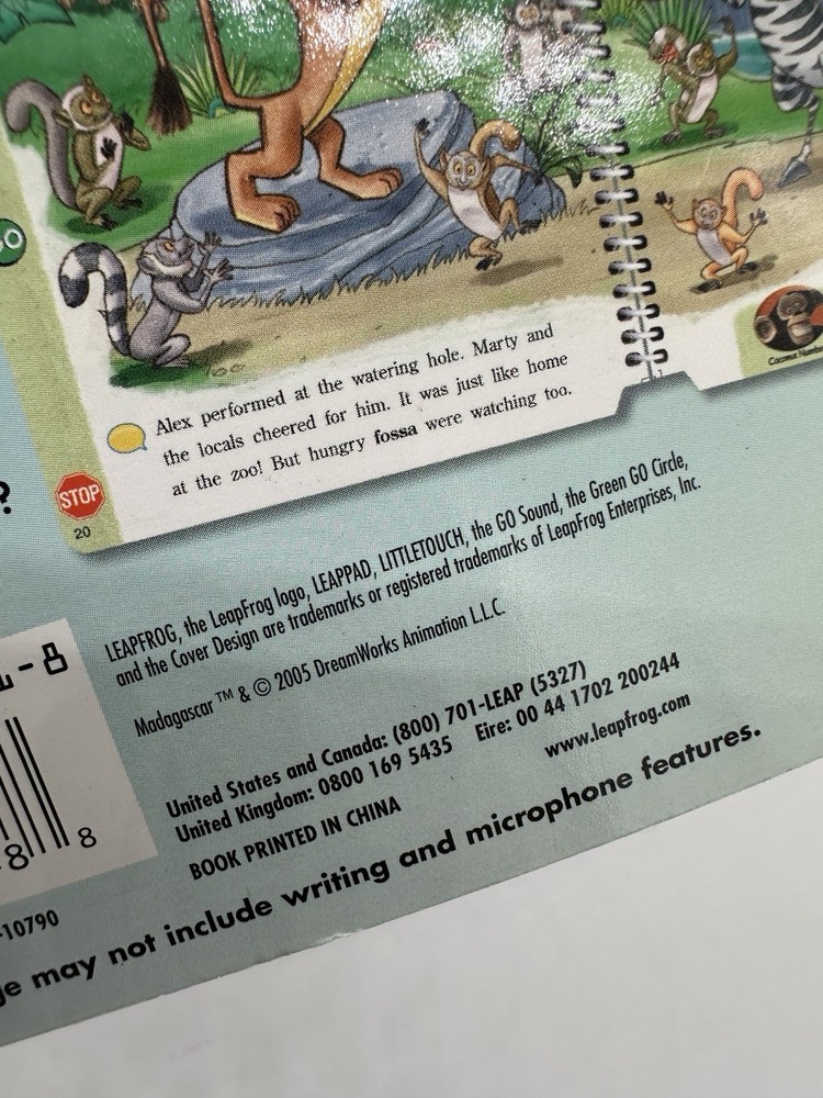 LeapFrog LeapPad MADAGASCAR Book Only Spanish Replacement