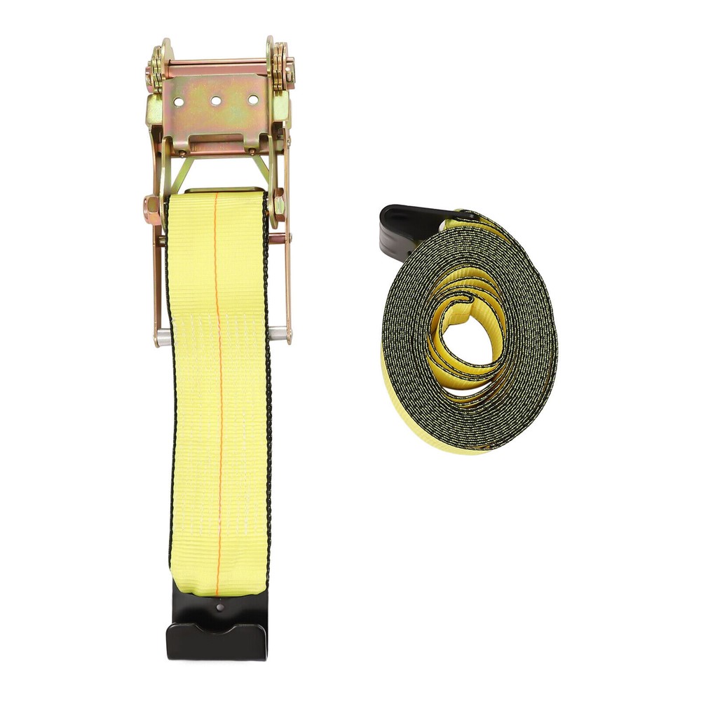 4Pcs Ratchet Lashing Straps Flatbed Truck Trailer Tie Down Strap w/ Flat Hooks