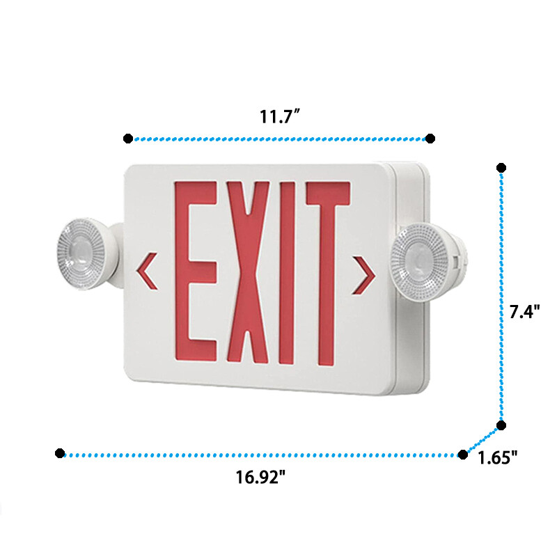 LED Exit Sign Emergency Light Compact Combo Double/single face w/Battery Backup