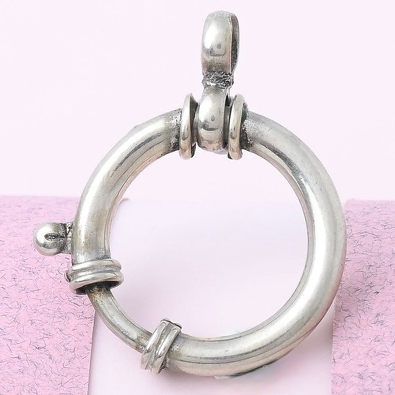 Antique Victorian Silver OVERsized Spring Ring Clasp for Charm Pendant