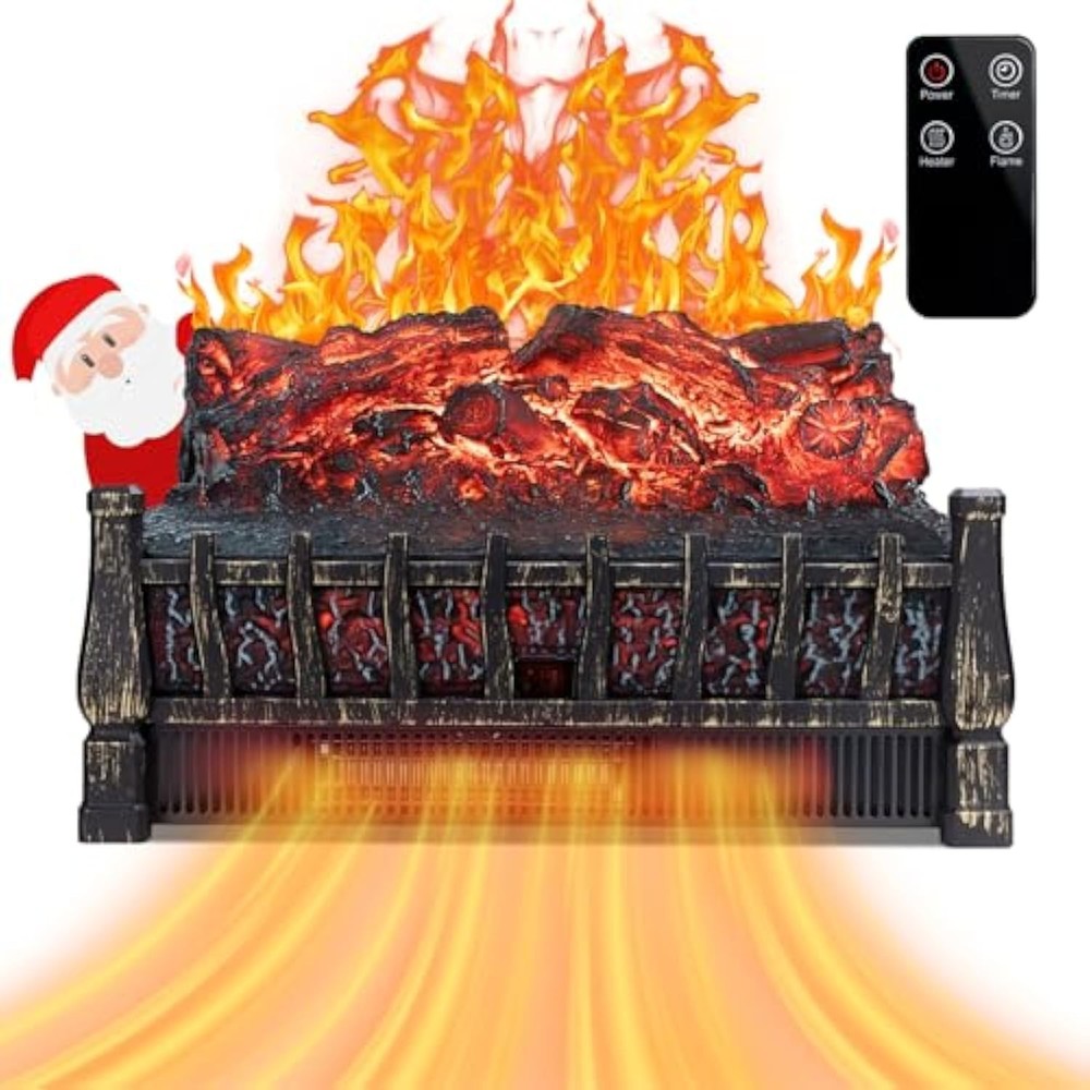 Fireplace Insert Heater with Remote,8H Timer, Simulated flame，Open box