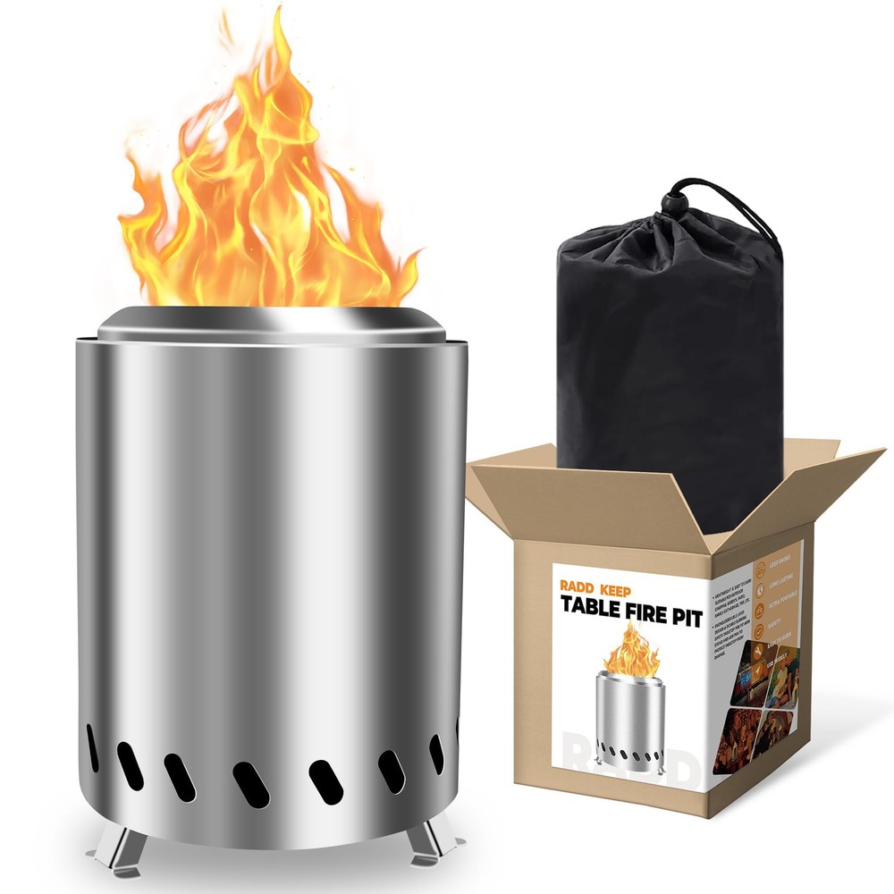 Tabletop Fire Pit - Smokeless 6 Inch Table Top Firepit for Outside silver