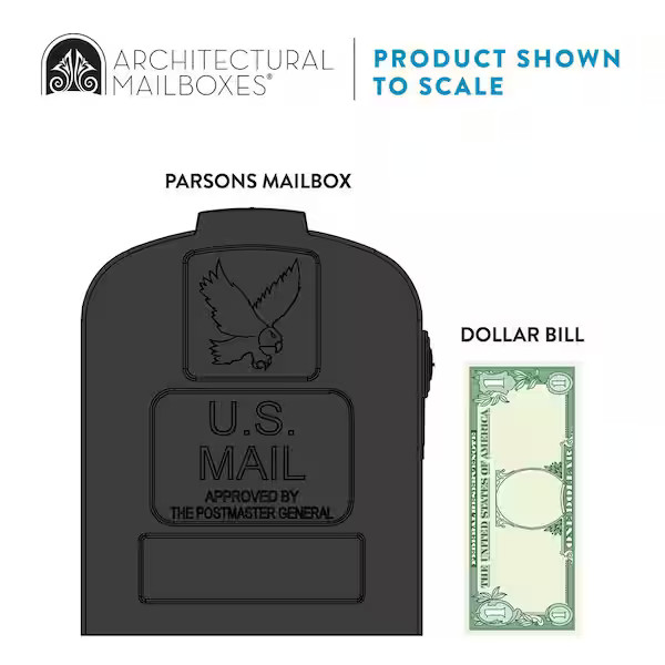 Architectural Mailboxes Parsons Black, Medium, Plastic, Post Mount Mailbox