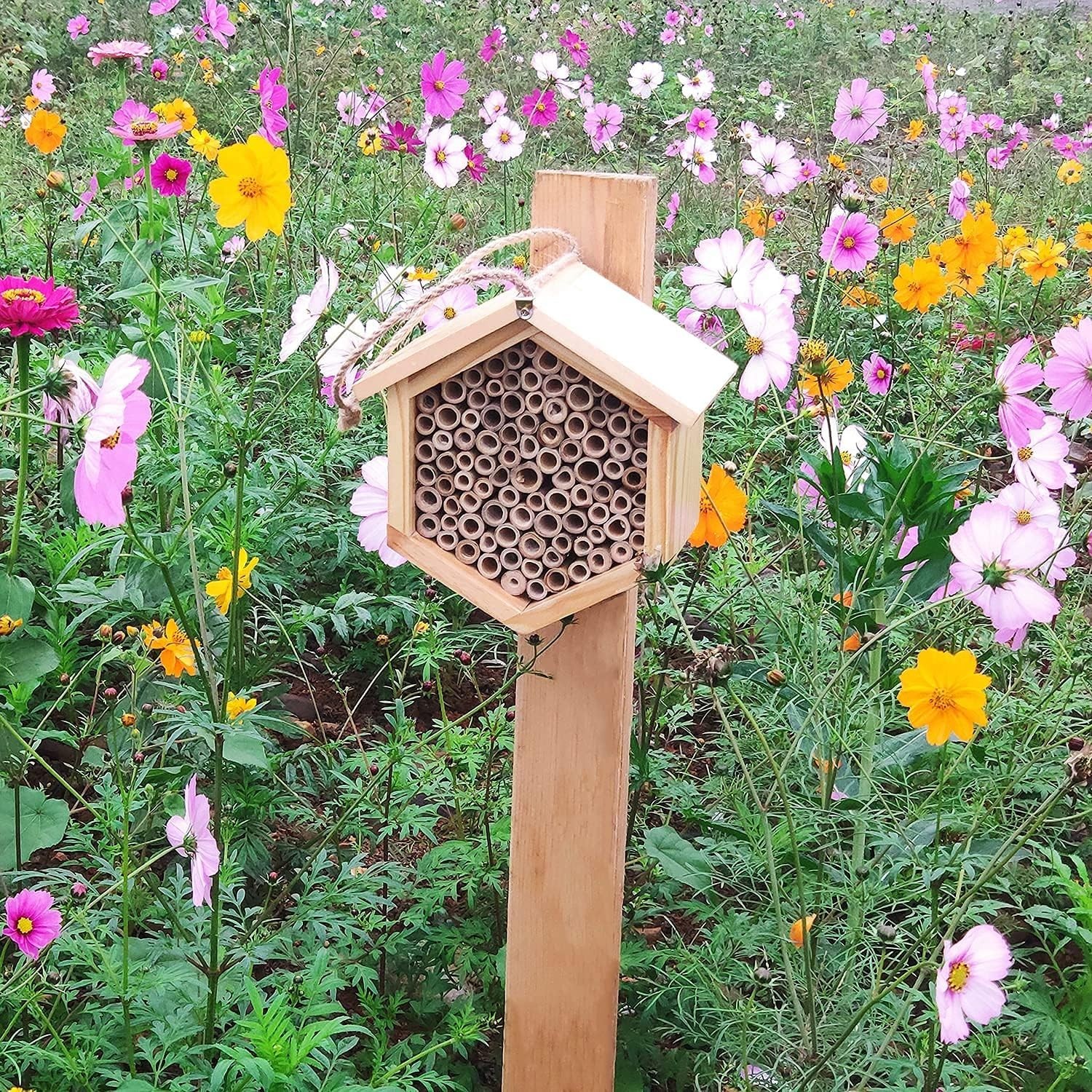 Sturdy Handmade Bee Hotel - Attract Butterflies & Enhance Your Garden's Beauty