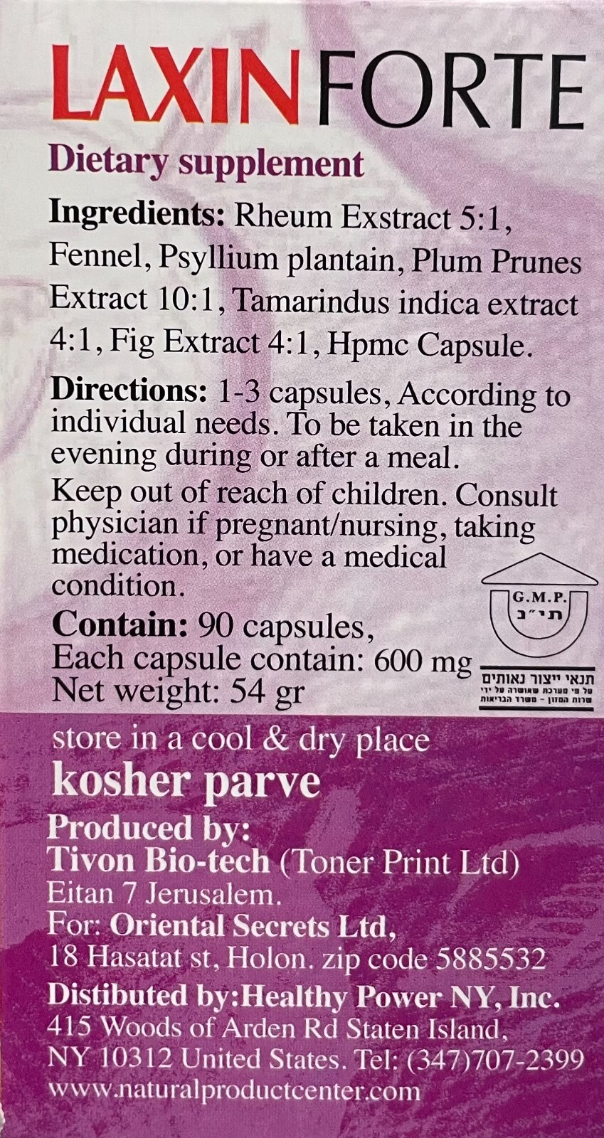 6 Packs of Laxin Forte Kosher Regular Bowel Movement