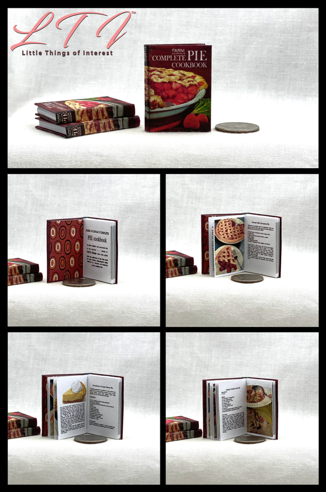 1:6 Scale COMPLETE PIE COOKBOOK Miniature Playscale Illustrated Readable Book