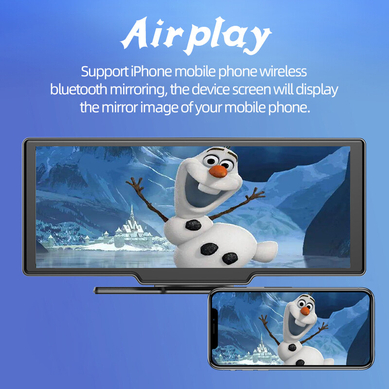 10 Inch Mirror Link Bluetooth AUX Camera Touch Screen FM Carplay Android Auto