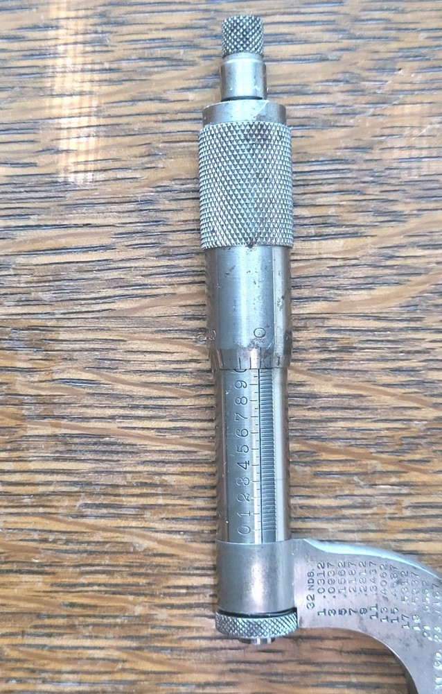 Starrett No. 3 Outside Micrometer 0-1" w/Ratchet Stop, Locking & Wrench