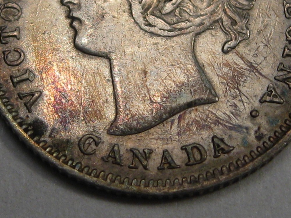 VF/XF Cleaned? 1901 Silver 5¢ Five Cent CANADA. #44