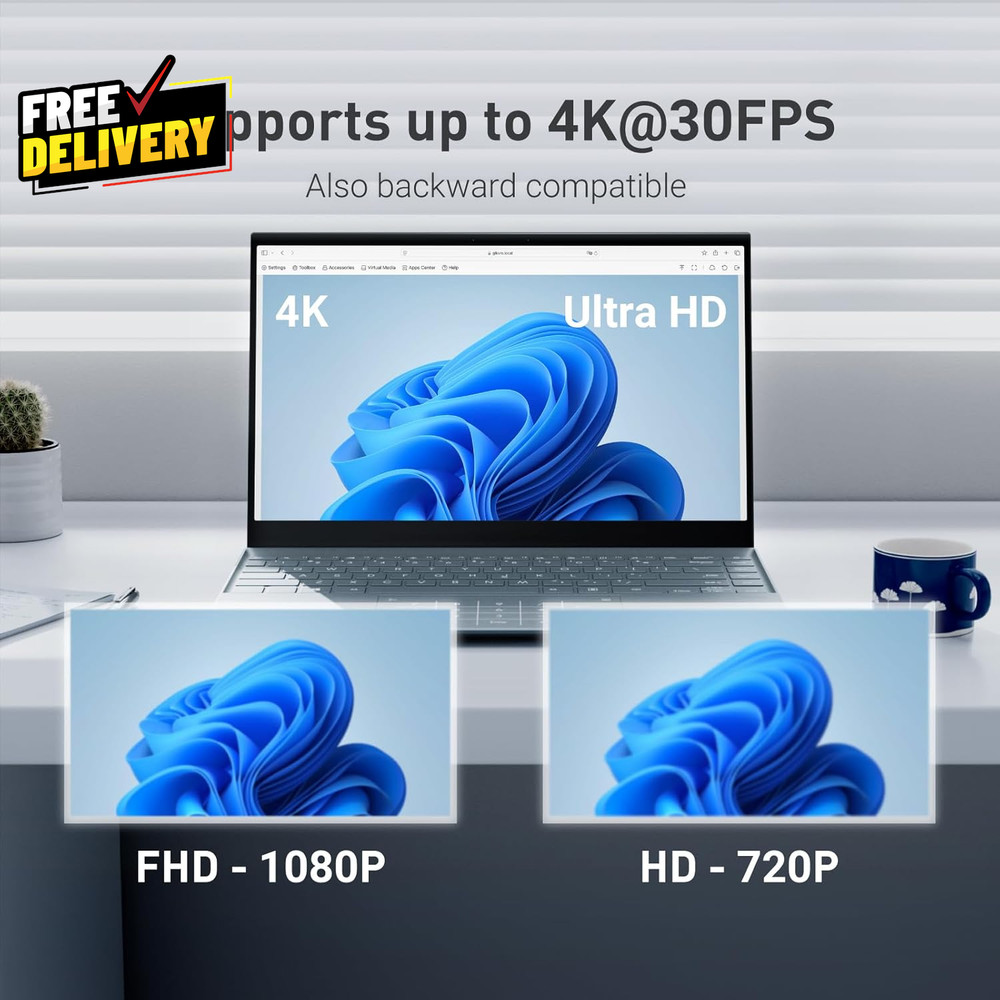 Remote KVM over Internet 4K 30Hz Keyboard Video Mouse BIOS Control…