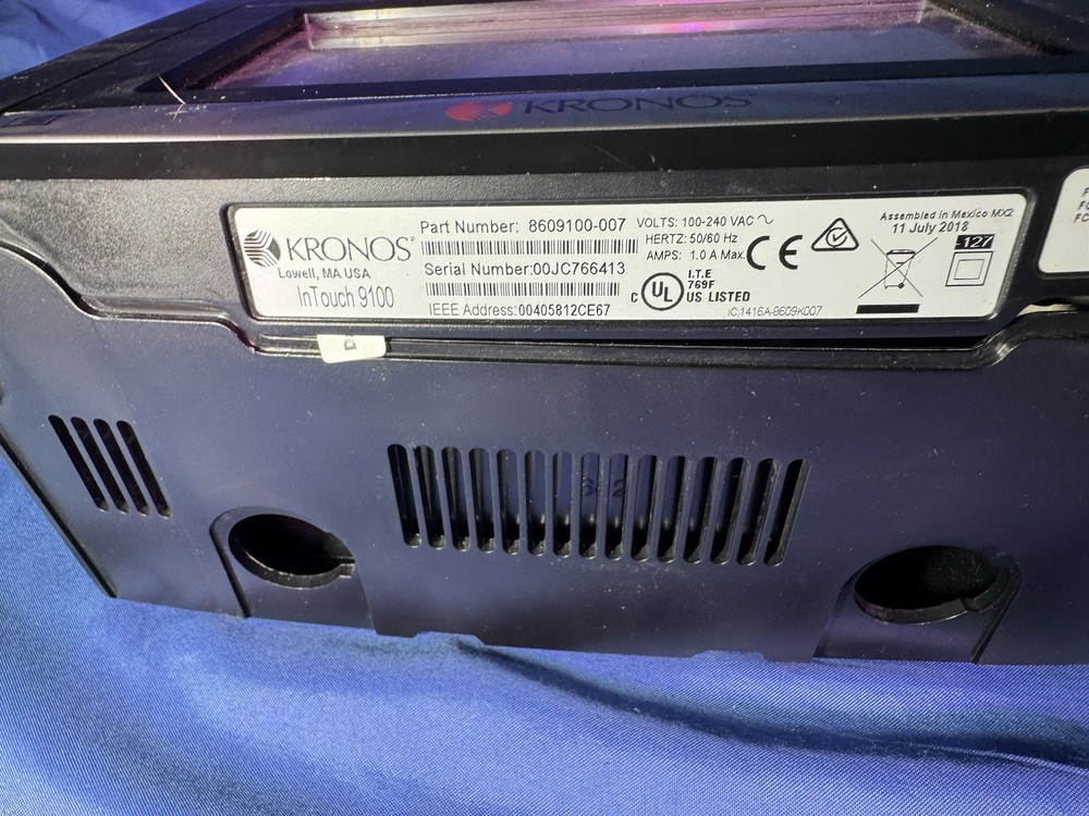 KRONOS INTOUCH 9100 H4 TIME CLOCK 8609100-007 Smart Card Reader