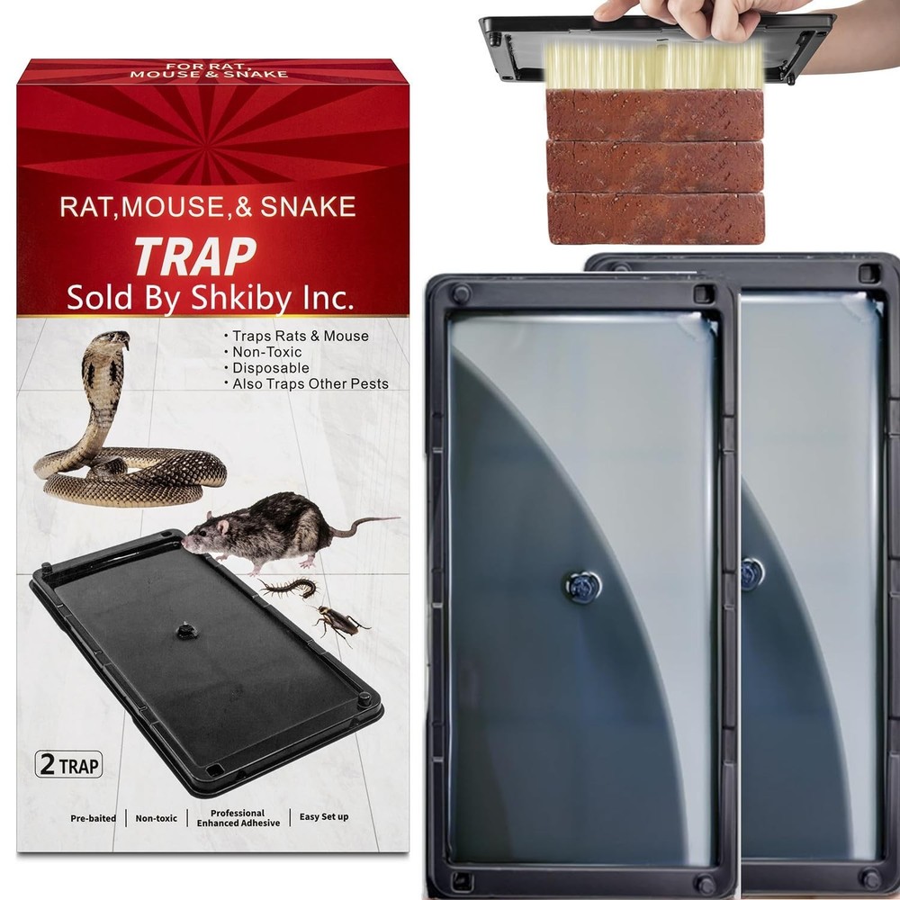 Rat & Mouse Glue-Traps 2 Pack, Large Bulk Traps, Indoor for Home, Pre-Scented...