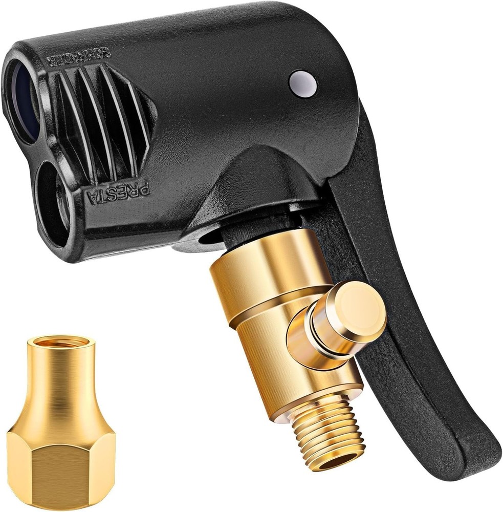 Locking Presta & Schrader Air Chuck with One-Touch Deflation for Efficient Use