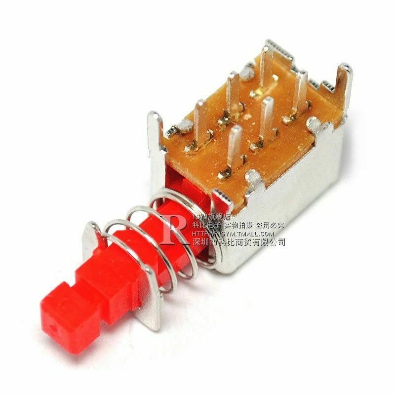 10PCS Push switch self-locking A03-03 6-Pin switch + Switch Cap