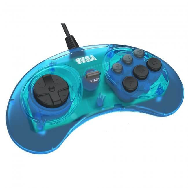 Retro-Bit Official USB Controller 6-Button for Sega Genesis Mini, PC/Mac Blue