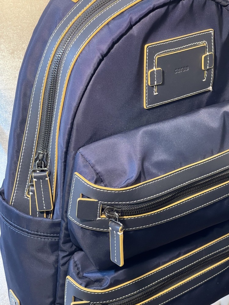 CARAA Apartment Blue Nylon Medium Backpack Zippers Padded Adjustable Straps
