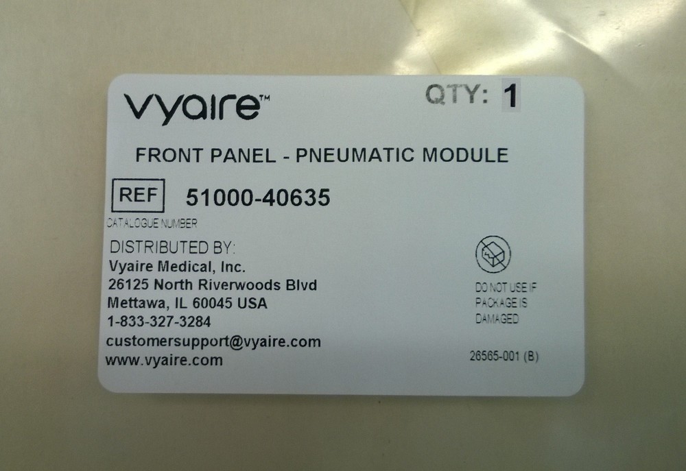 Vyaire AVEA Front Panel - Pneumatic Module, 51000-40635, New