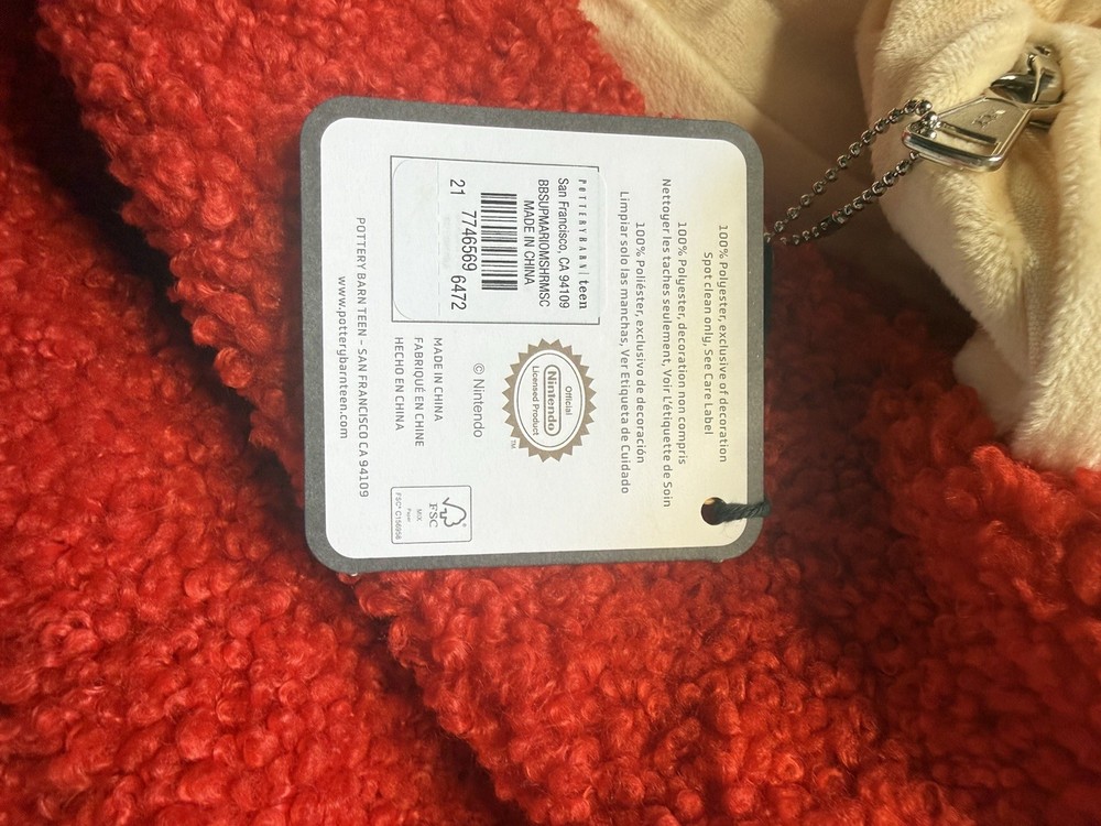 Pottery Barn Large Super Mario™ Super Mushroom Bean Bag Chair Slipcover NEW!