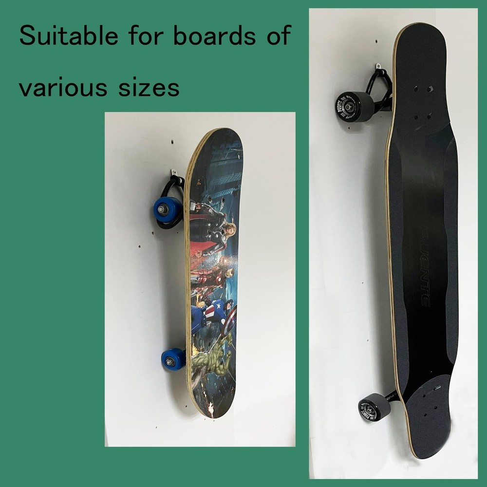 2 Pack Universal Skateboard Wall Mount Rack. Horizontally/Vertically Wall Mou...