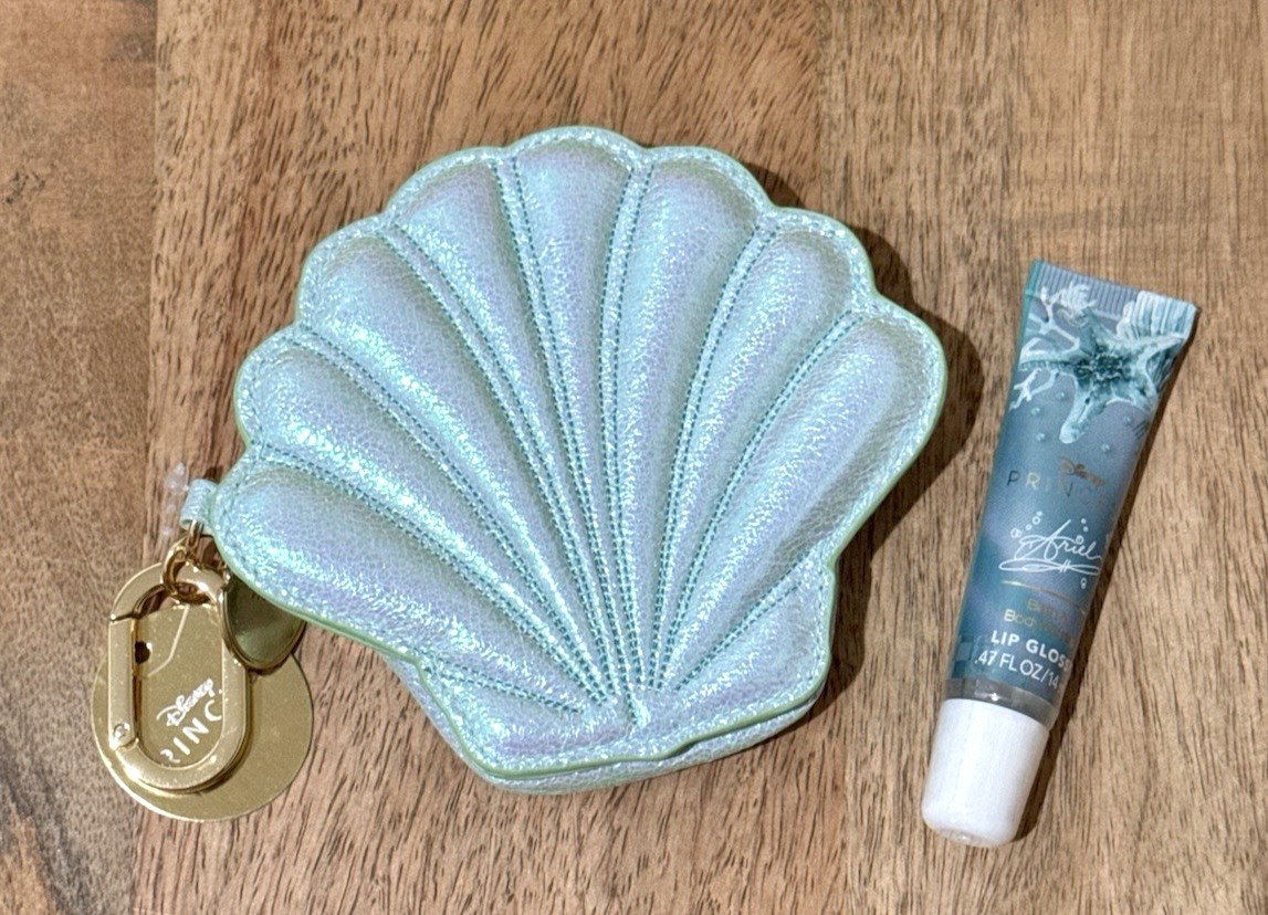 Bath & Body Works Disney Princess Coin Purse Keychain + lip gloss ~ Ariel