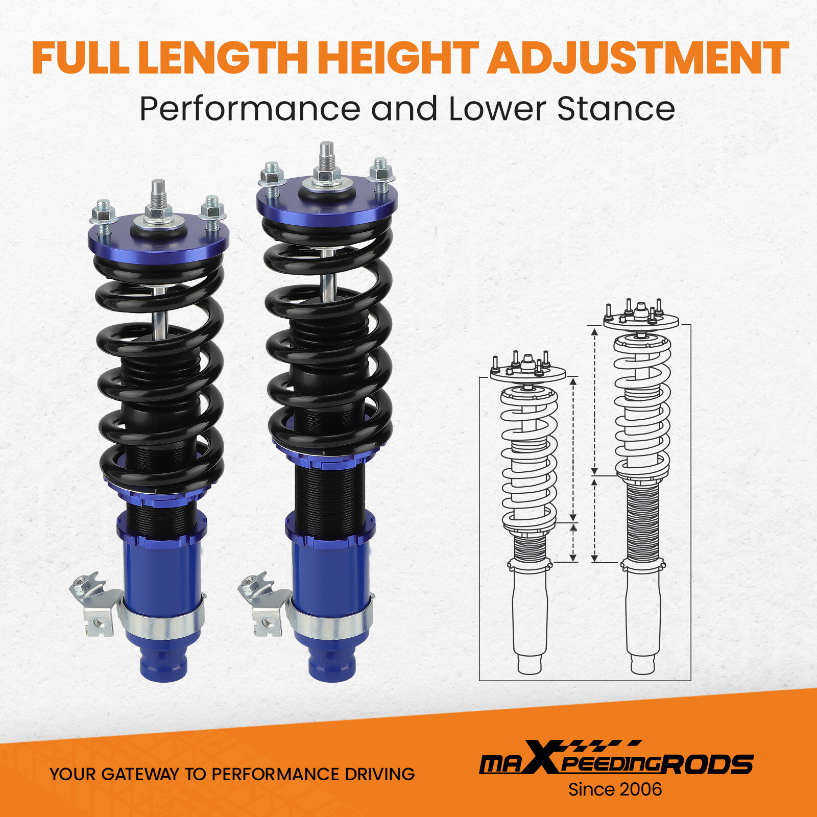 MAXPEEDINGRODS STREET ADJUSTABLE COILOVERS FOR HONDA CIVIC 92-00 INTEGRA 94-01