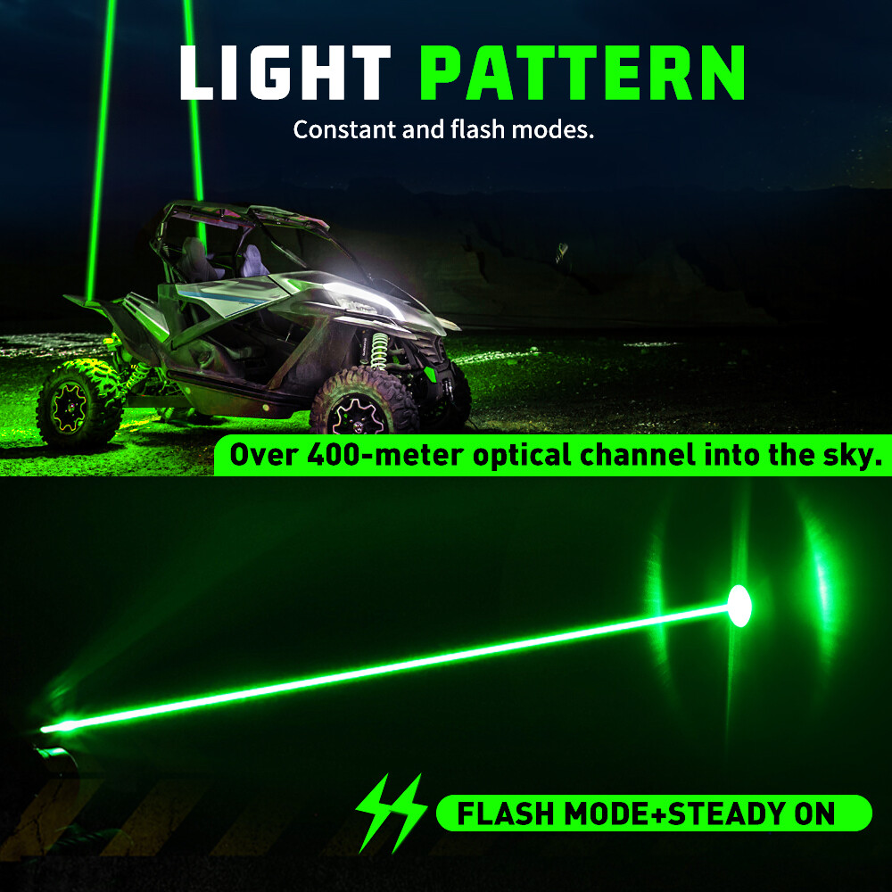Whipless Laser RGB LED Whip Lights Antenna Remote For UTV ATV Polaris RZR 1000XP