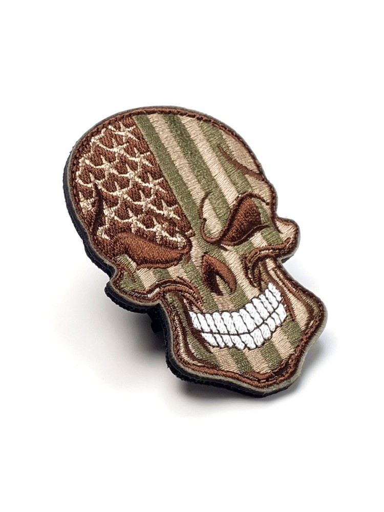 Skull US Dirty-Green - Embroidered Patch - Hook and Loop - Morale Patch